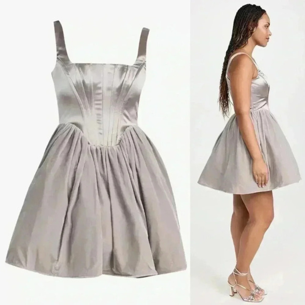 NWT STAUD Landscape Dress in silver corset bodice dress- Size 2 - Picture 13 of 16